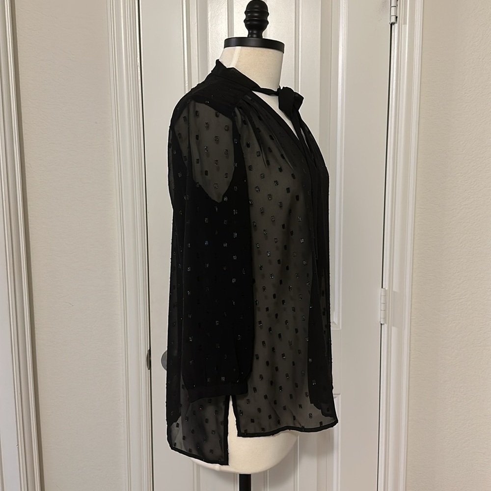 Black Metallic Thread Pattern Button Down - image 4